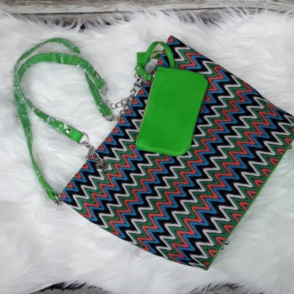 Lime Green Chevron Handbag Purse